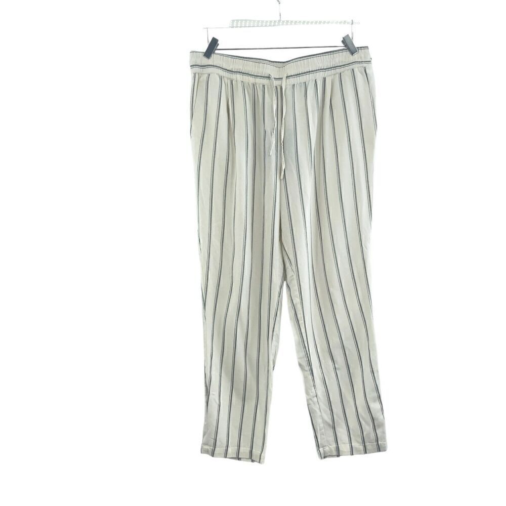 Vero Moda Women's XL Vmanna Milo Citrus Ancle Pant Linen Blend Stripe Trouser